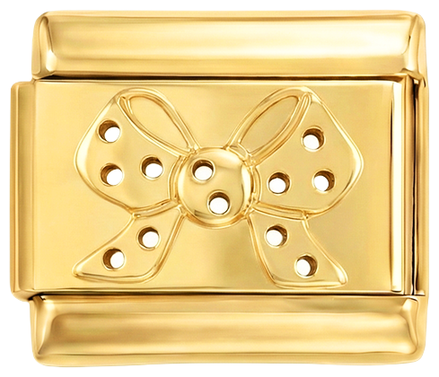 Kommer att läggas till - Rosett med vita prickar på guld