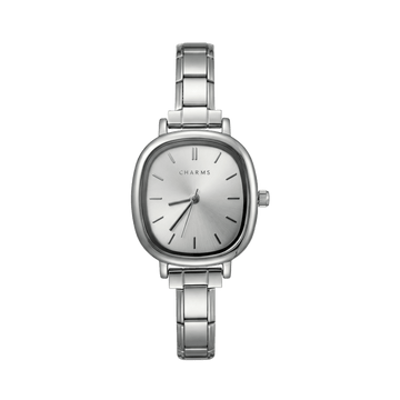Capri-klocka silver – vit urtavla