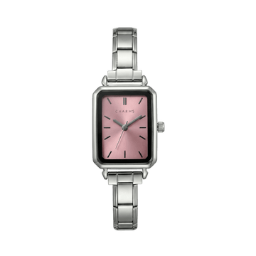 Como-klocka silver – rosa urtavla