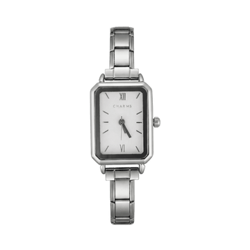 Como-klocka silver – vit urtavla