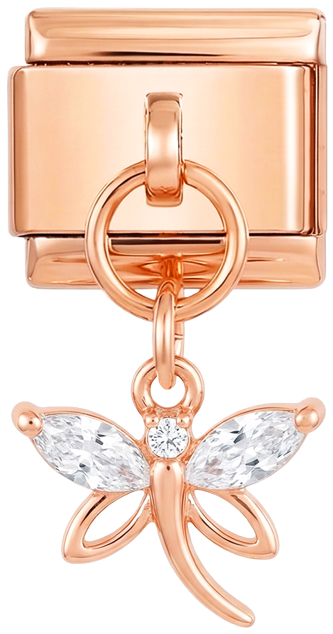Kommer att läggas till - Dragonfly med stora stenar i roséguld