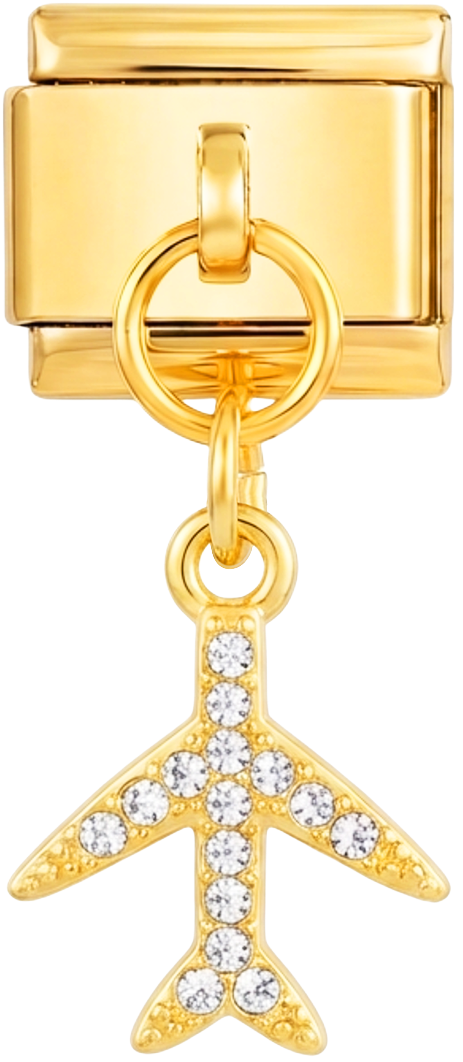 Flygplan i guld med stenar, på guld