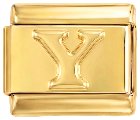 Bokstav Y i guld, på guld
