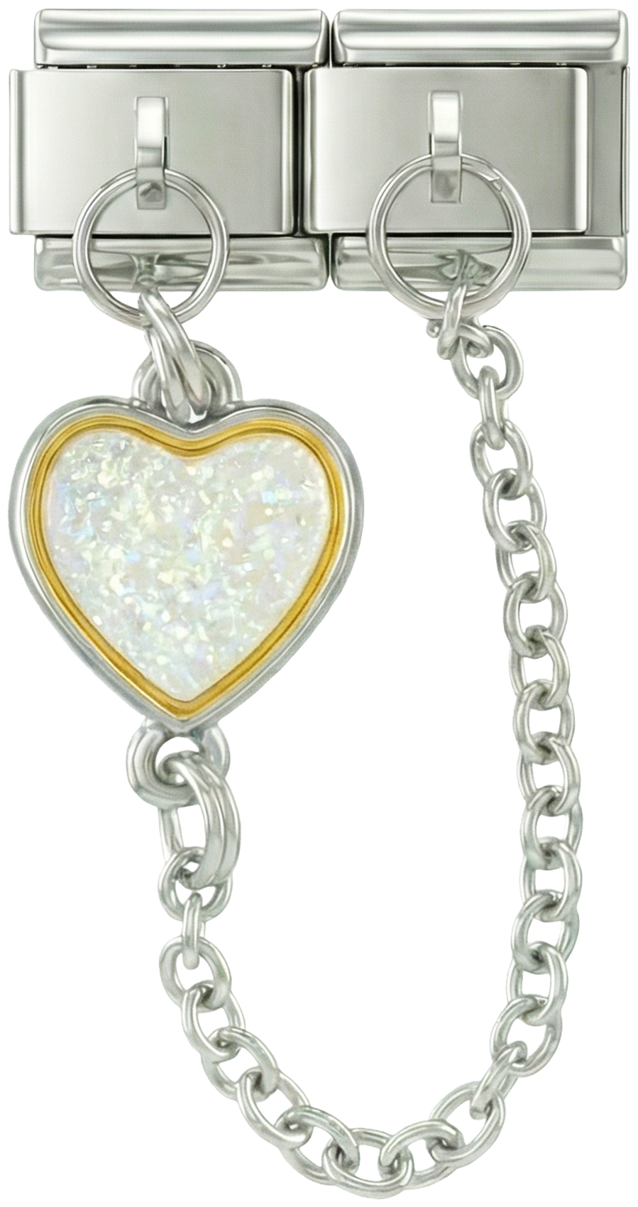 Flerfärgat hjärta, dubbellänkade Charms, i silver