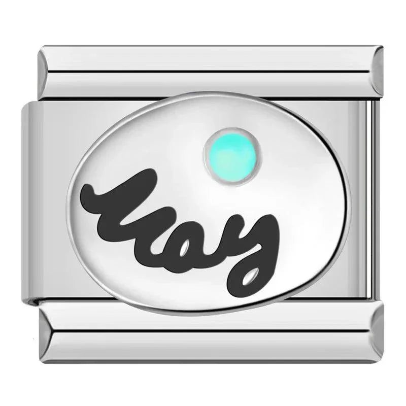 Birthstone May, on Silver - Charms Official