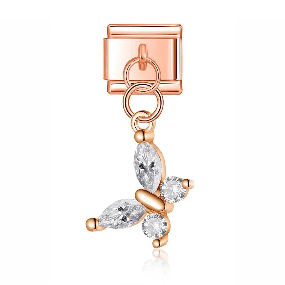 Butterfly with Large Stones, on Rose Gold - Charms Official