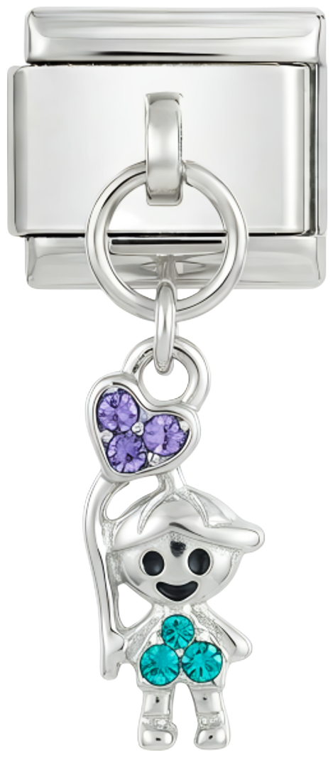 Little Boy and his Heart Balloon with Stones, on Silver - child-and-his-heart-balloon-with-stones-on-silver.png