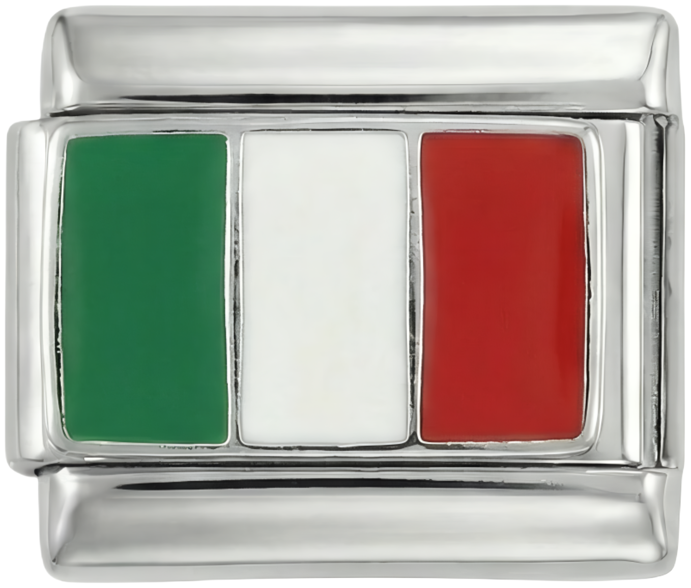 Italiens flagga, på silver