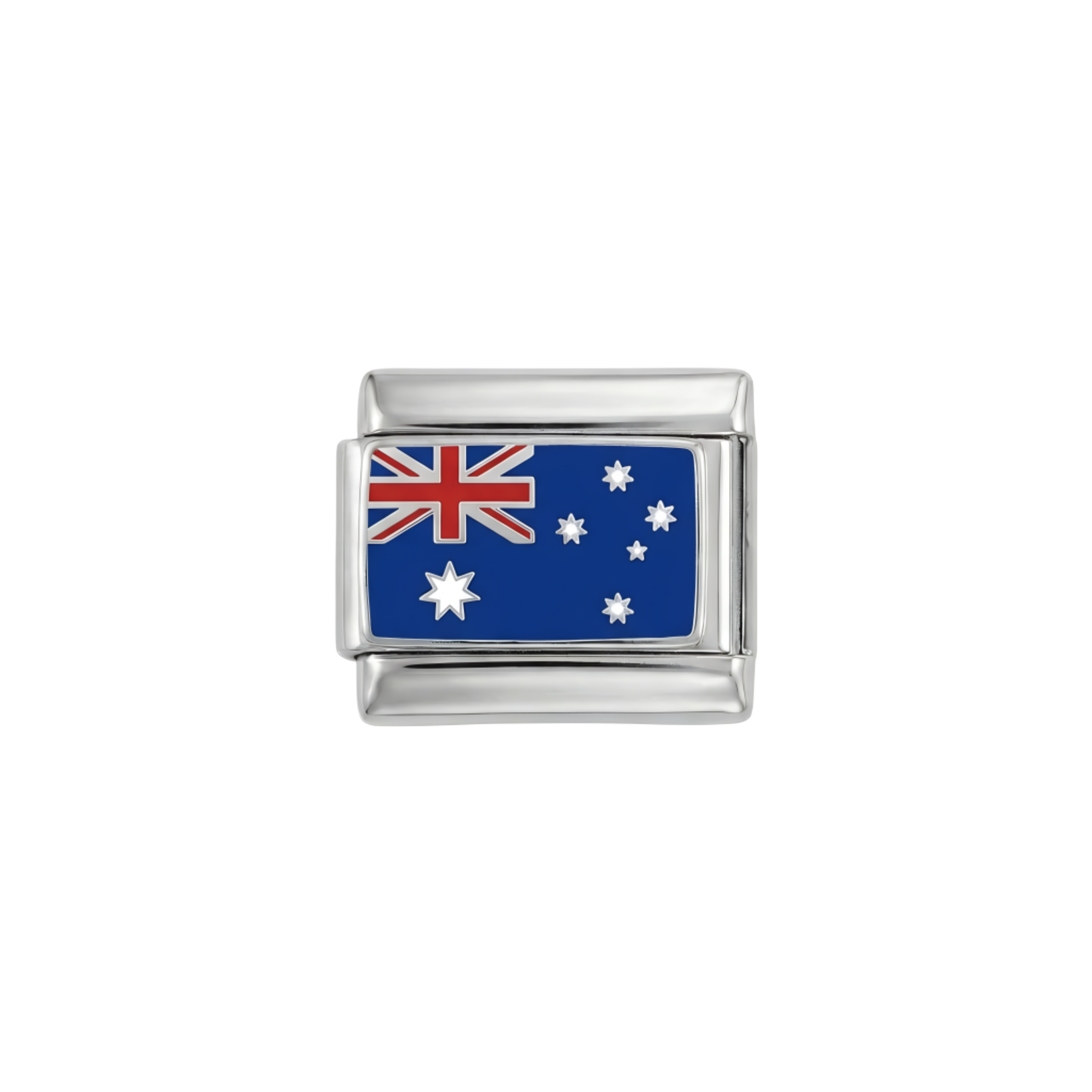 Australia Flag, on Silver