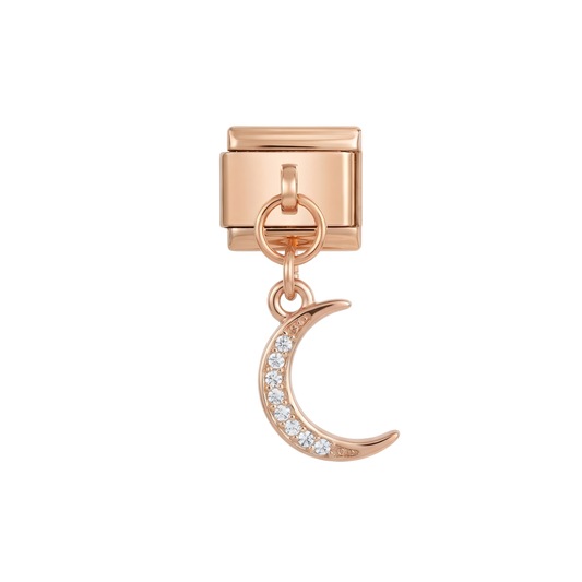 Moon with White Stones, on Rose Gold