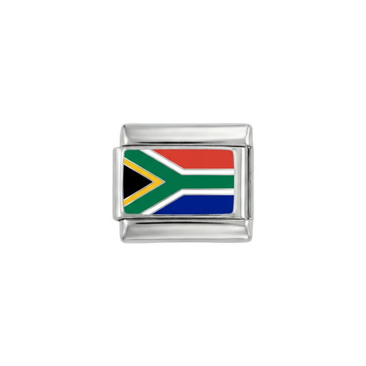 South Africa Flag, on Silver