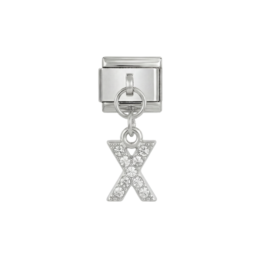 Letter X,with stones Hanging, on Silver