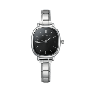 Capri-klocka silver – svart urtavla