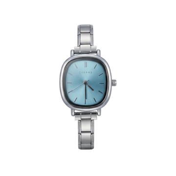 Capri-klocka silver – blå urtavla
