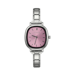 Capri-klocka silver – rosa urtavla