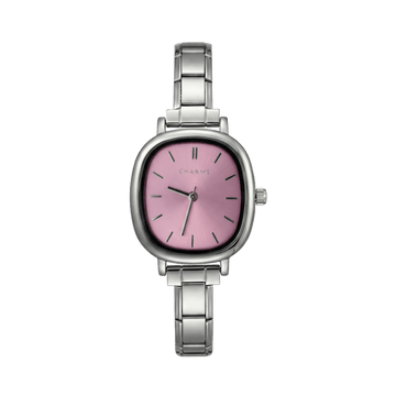 Capri-klocka silver – rosa urtavla