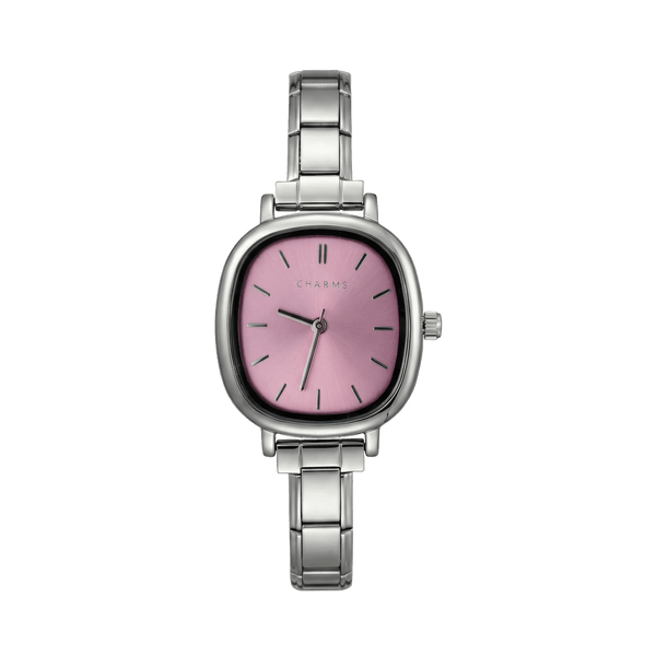 Capri-klocka silver – rosa urtavla