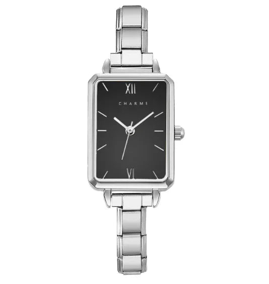 Como – Silvermodell med svart urtavla