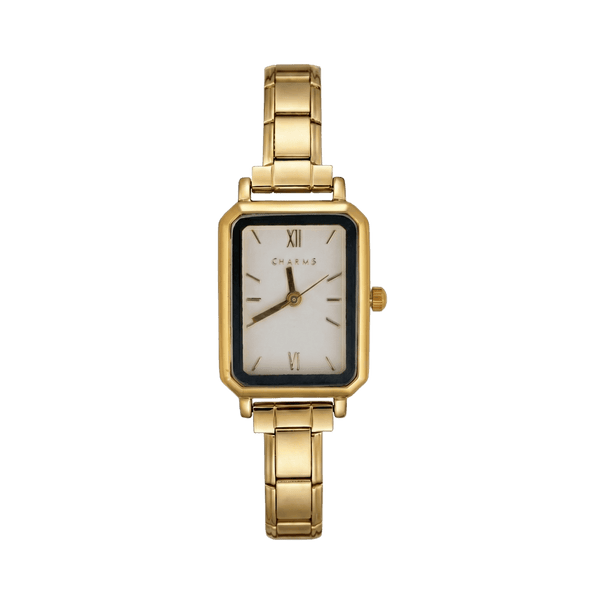 Como-klocka guld – vit urtavla