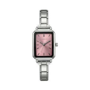 Como-klocka silver – rosa urtavla