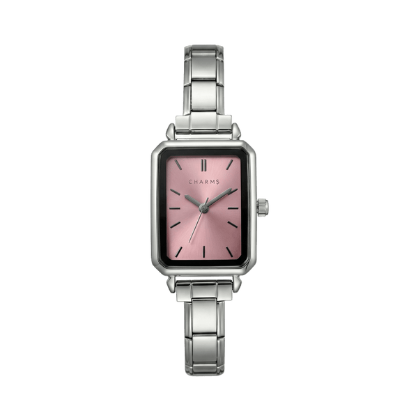 Como-klocka silver – rosa urtavla