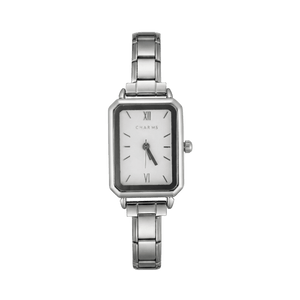 Como-klocka silver – vit urtavla