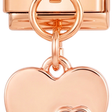 Dubbelt hjärta med lila stenar i roséguld