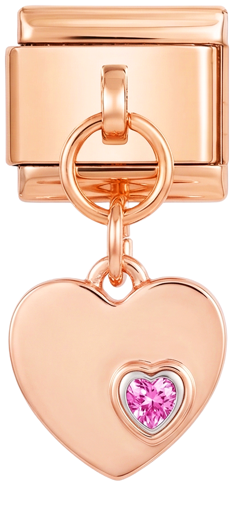Dubbelt hjärta med lila stenar i roséguld