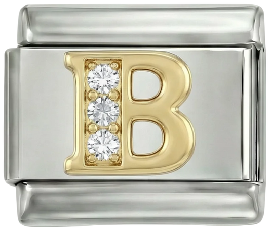 Letter B in Gold with Stones, on Silver - Letter-B-in-gold-with-stones-on-silver.png