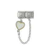 قلب متعدد الألوان، Charms مزدوجة الوصلات، على الفضة