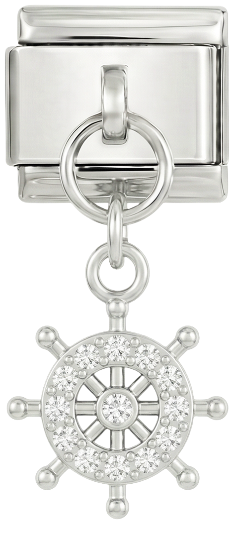 للإضافة - دفة سفينة بأحجار، من الفضة