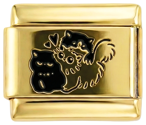 3 قطط تتعانق على ذهبي