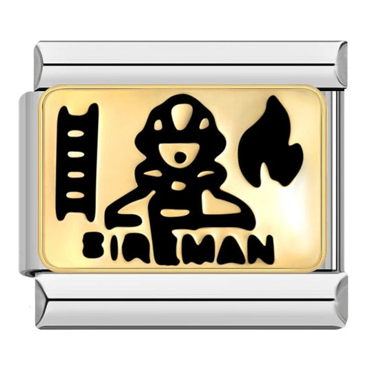 Fireman, Gold Plate, on Silver - Charms Official