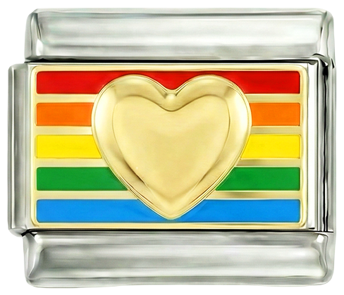 LGBTQ+ Flag, Gold Heart, on Silver - gold-heart-on-lgbtq-flag.png