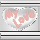 قلب فضي، وعبارة My Love باللون الوردي