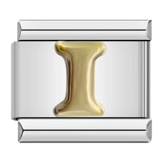 Letter I in Gold, on Silver - Charms Official