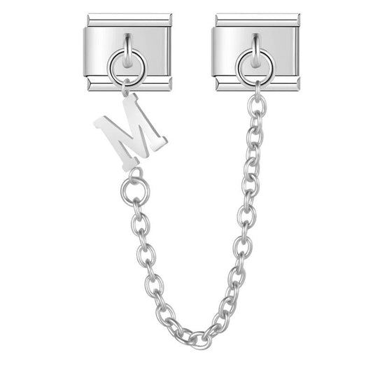 Letter M, Double Linked Charms, on Silver - Charms Official