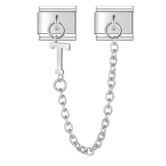 Letter T, Double Linked Charms, on Silver - Charms Official