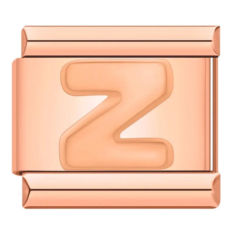 Letter Z in Rose Gold, on Rose Gold - Charms Official