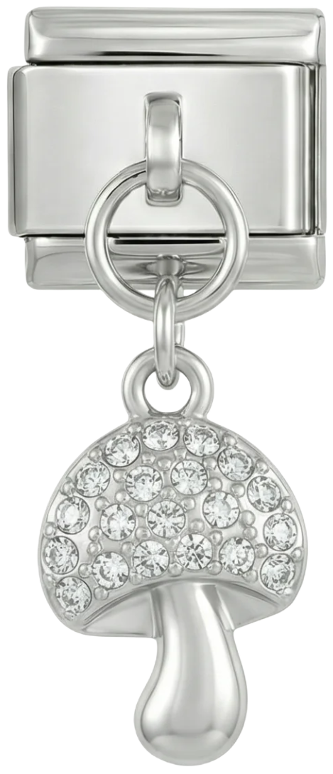 Mushroom with White Stones Hanging on Silver - mushroom-with-white-stones-hanging-on-silver.png